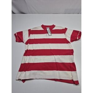 VTG J.J. Cochran Polo Shirt Mens L Red White Striped Short Sleeve Made USA NWT
